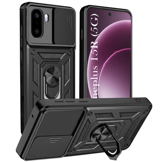For OnePlus 15R Back Cover Case Hybrid Armor |Ring Holder Kickstand
