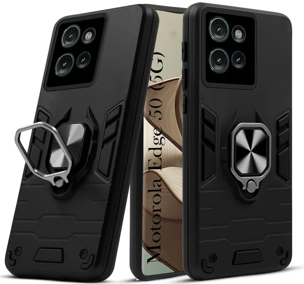 For Motorola Edge 50 Back Cover Case Hybrid Armor |Ring Holder Kickstand