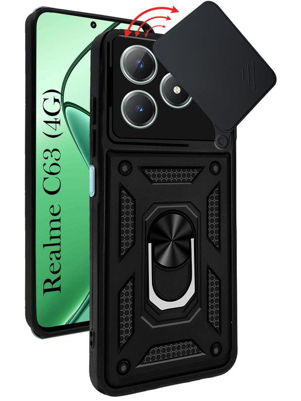 For Realme C63 Back Cover Case Hybrid Armor |Ring Holder Kickstand