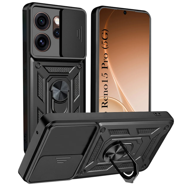 For Oppo Reno 15 Pro Back Cover Case Hybrid Armor |Ring Holder Kickstand