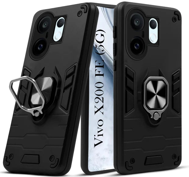 For Vivo X200 FE Back Cover Case Hybrid Armor |Ring Holder Kickstand