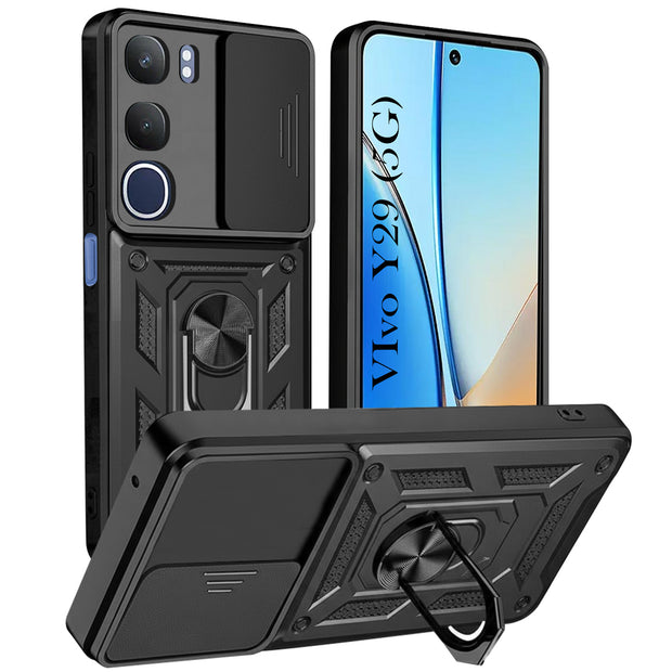 For Vivo Y29 Back Cover Case Hybrid Armor |Ring Holder Kickstand