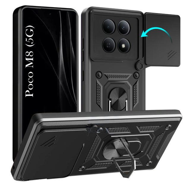 For Poco M8 5G Back Cover Case Hybrid Armor |Ring Holder Kickstand