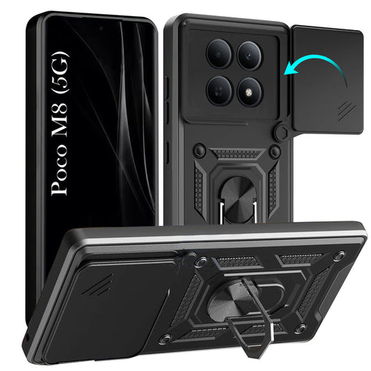 For Poco M8 5G Back Cover Case Hybrid Armor |Ring Holder Kickstand