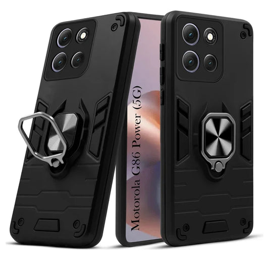 For Motorola G86 Power Back Cover Case Hybrid Armor |Ring Holder Kickstand