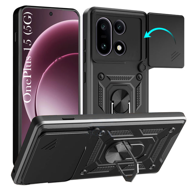 For OnePlus 15 5G Back Cover Case Hybrid Armor |Ring Holder Kickstand