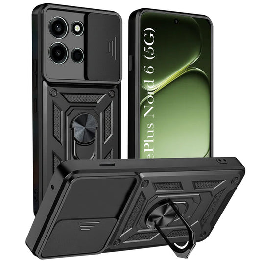 For Oneplus Nord 6 Back Cover Case Hybrid Armor |Ring Holder Kickstand)