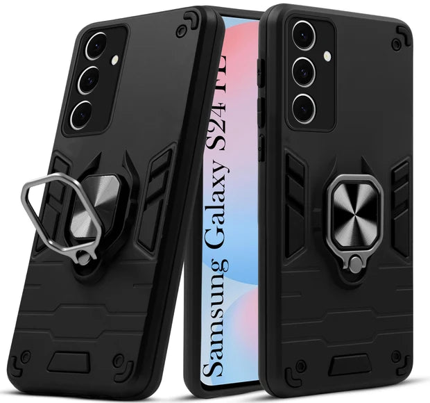 For Samsung S24 FE Back Cover Case Hybrid Armor |Ring Holder Kickstand