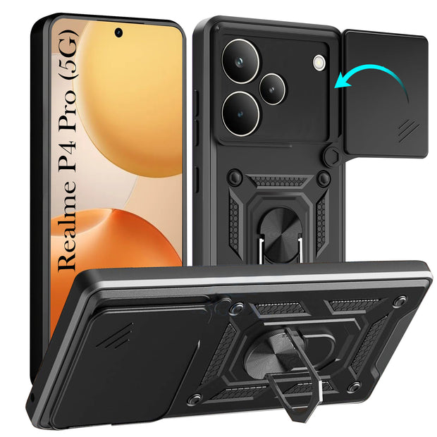 For Realme P4 Pro Back Cover Case Hybrid Armor |Ring Holder Kickstand