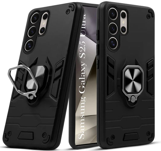 For Samsung S25 Ultra Back Cover Case Hybrid Armor |Ring Holder Kickstand