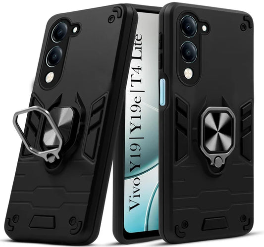 For Vivo Y19e Back Cover Case Hybrid Armor |Ring Holder Kickstand