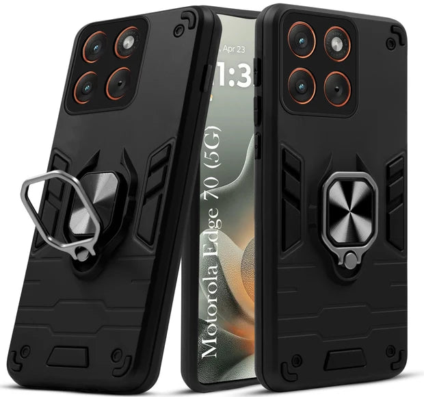 For Motorola Edge 70 Stylus Back Cover Case Hybrid Armor |Ring Holder Kickstand
