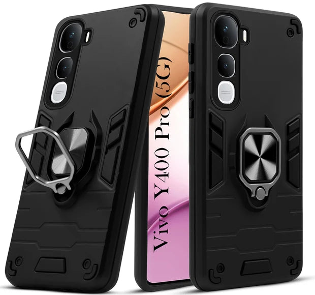 For Vivo Y400 Pro Back Cover Case Hybrid Armor |Ring Holder Kickstand