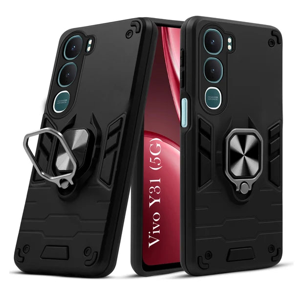 For Vivo Y31 5G Back Cover Case Hybrid Armor |Ring Holder Kickstand