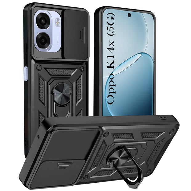 For Oppo K14X Back Cover Case Hybrid Armor |Ring Holder Kickstand