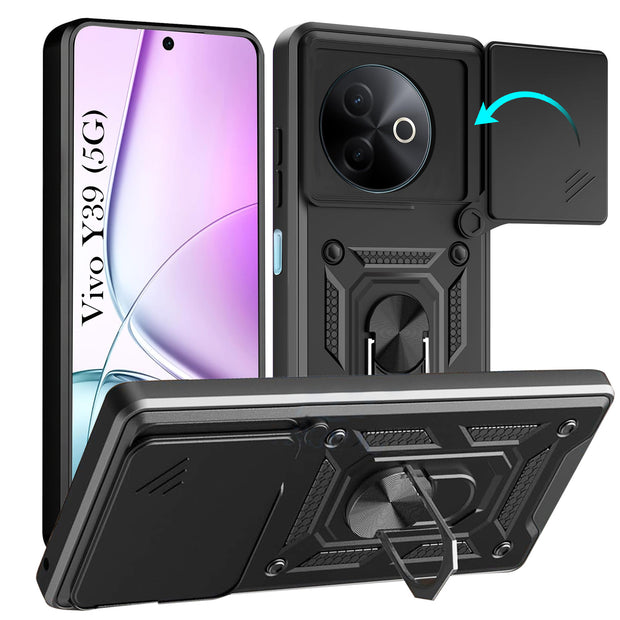 For Vivo Y39 Back Cover Case Hybrid Armor |Ring Holder Kickstand