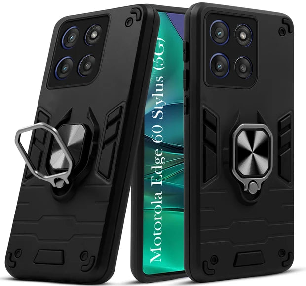 For Motorola Edge 60 Stylus Back Cover Case Hybrid Armor |Ring Holder Kickstand