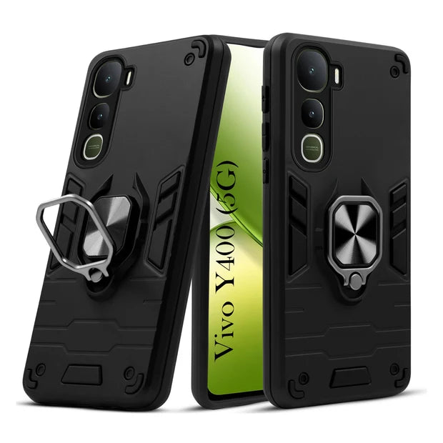For Vivo Y400 Back Cover Case Hybrid Armor |Ring Holder Kickstand