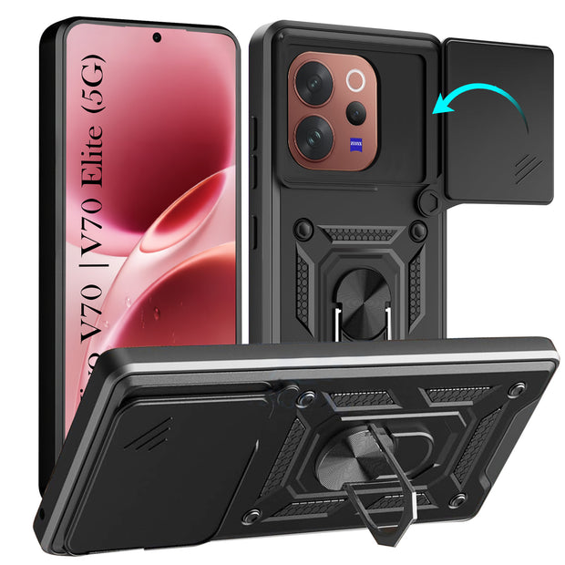 For Vivo V70 | Vivo V70 Elite 5G Back Cover Case Hybrid Armor |Ring Holder Kickstand