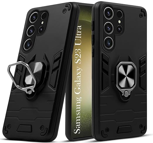 For Samsung S23 Ultra Back Cover Case Hybrid Armor |Ring Holder Kickstand