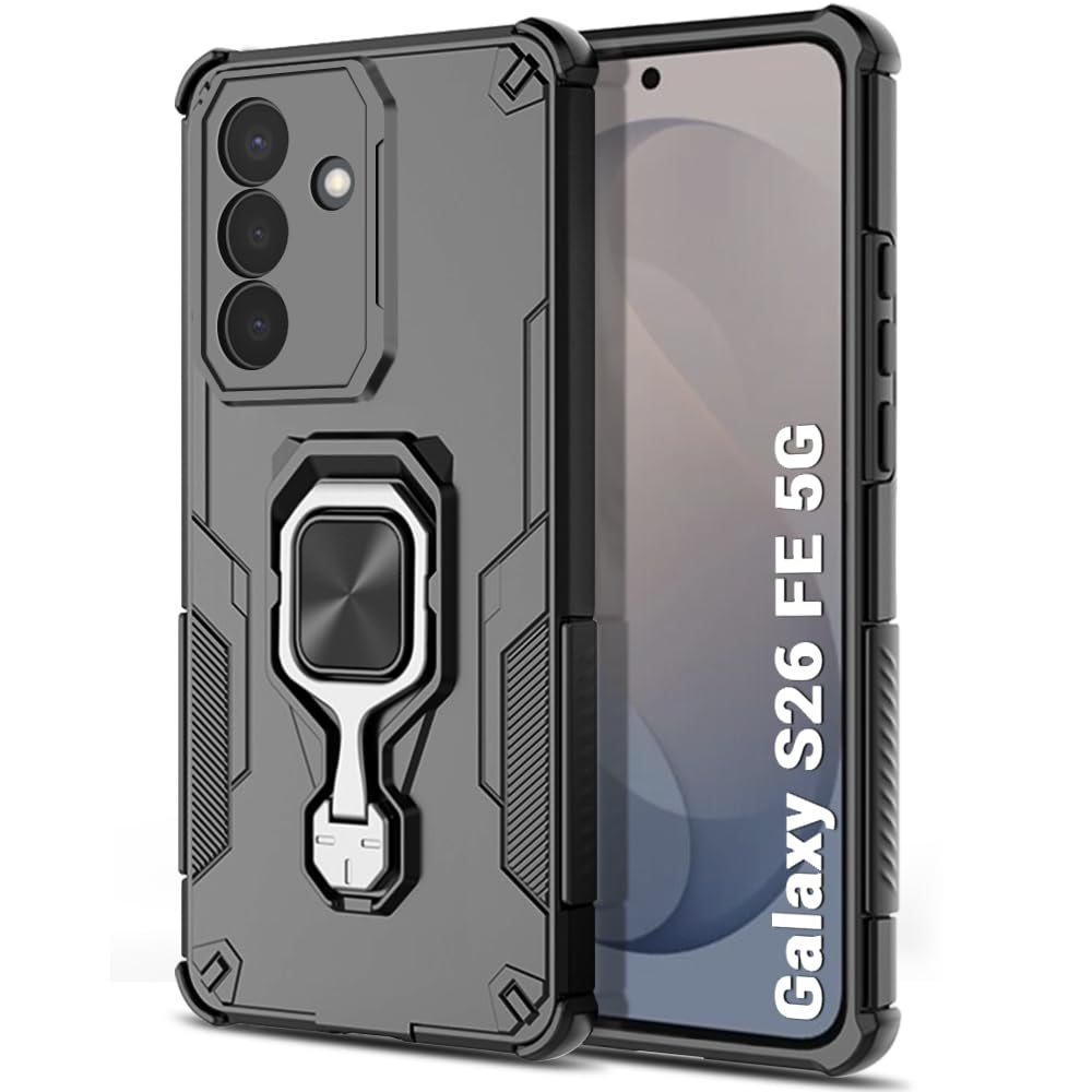 For Samsung S26 FE Back Cover Case Hybrid Armor |Ring Holder Kickstand