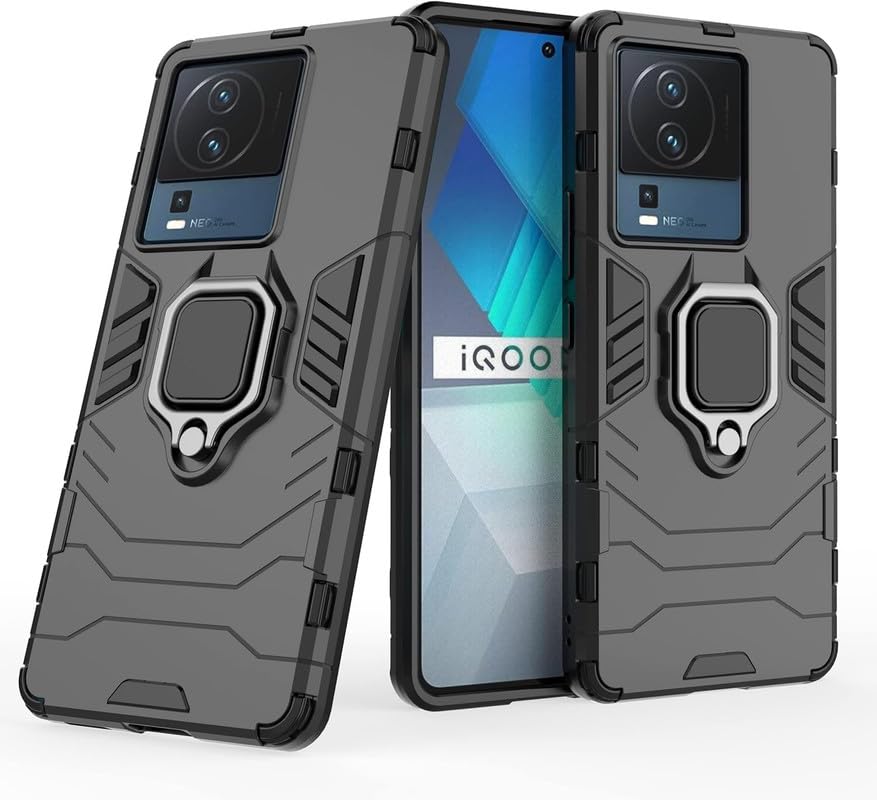 For iQOO Neo 7 Pro Back Cover Case Hybrid Armor |Ring Holder Kickstand