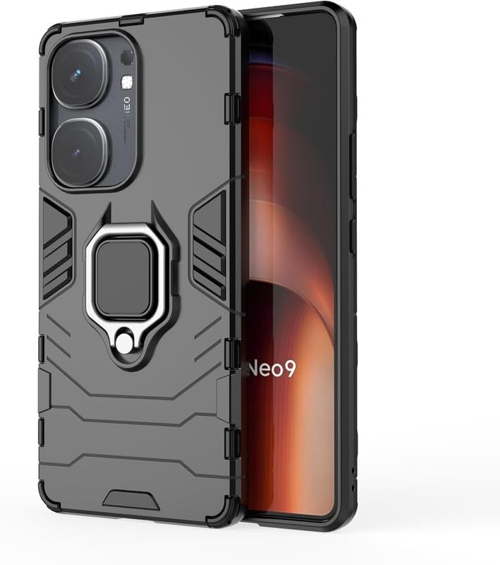 For iQOO Neo 9 Pro 5G Back Cover Case Hybrid Armor |Ring Holder Kickstand