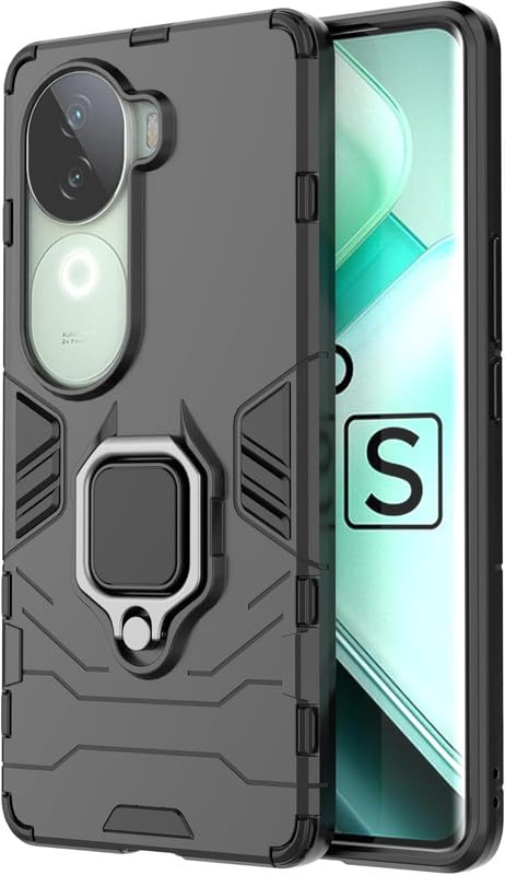 For iQOO Z9s Back Cover Case Hybrid Armor |Ring Holder Kickstand