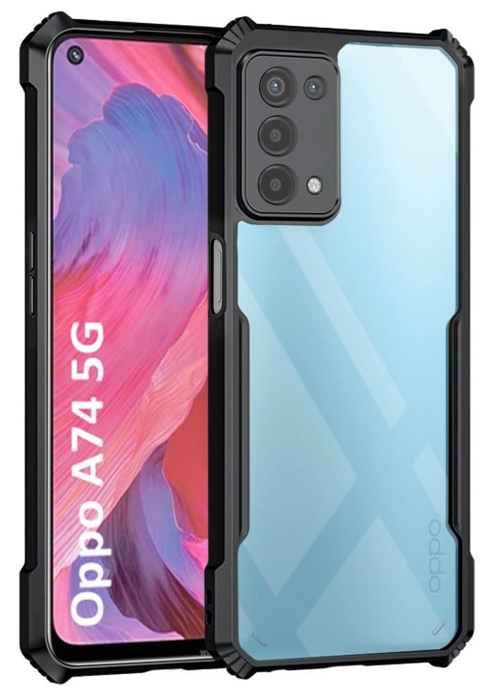 Oppo A74 5G Back Cover (Black Bumper)