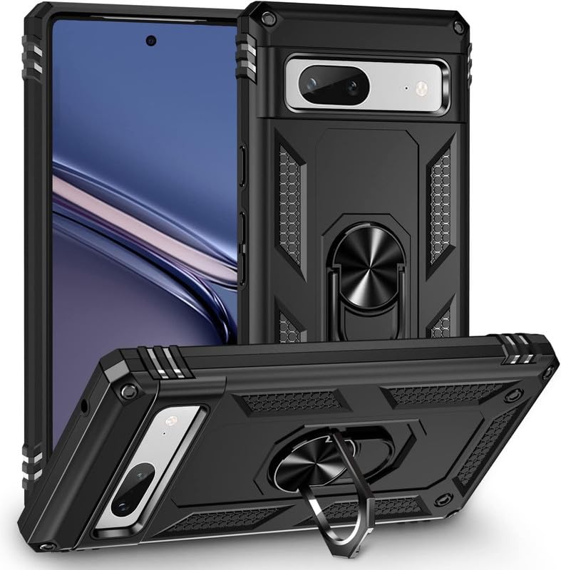 For Google Pixel 8 Pro Back Cover Case Hybrid Armor |Ring Holder Kickstand