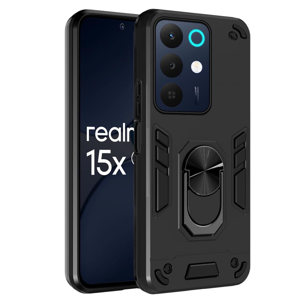 For Realme 15x Back Cover Case Hybrid Armor |Ring Holder Kickstand