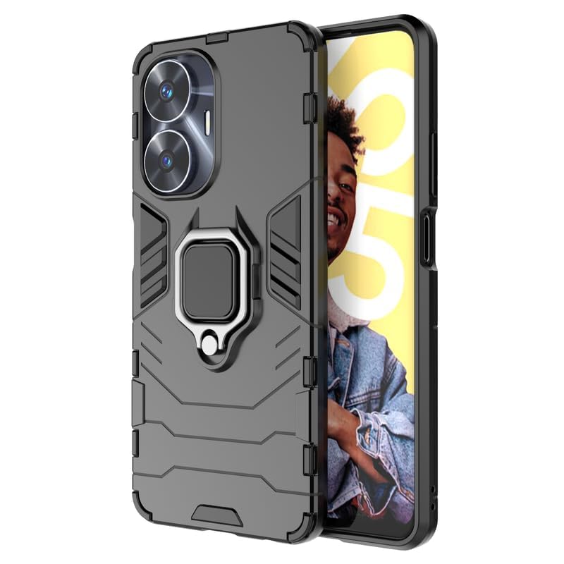 For Realme C55 Back Cover Case Hybrid Armor |Ring Holder Kickstand