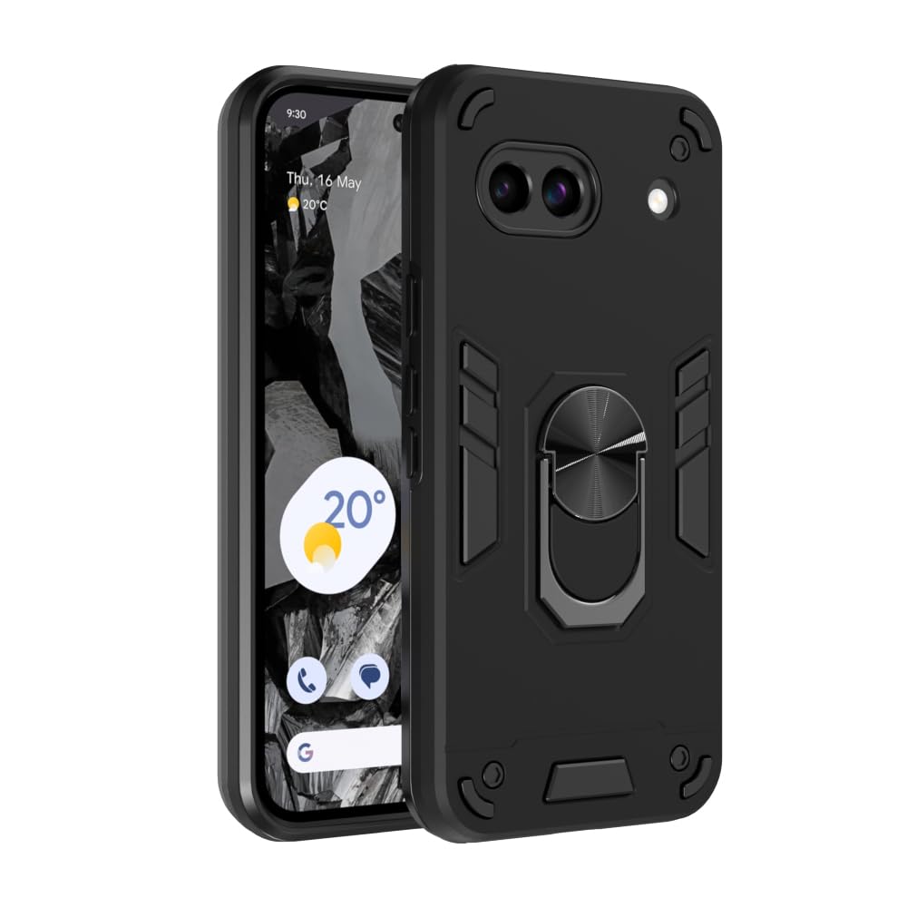 For Google Pixel 8a Back Cover Case Hybrid Armor |Ring Holder Kickstand