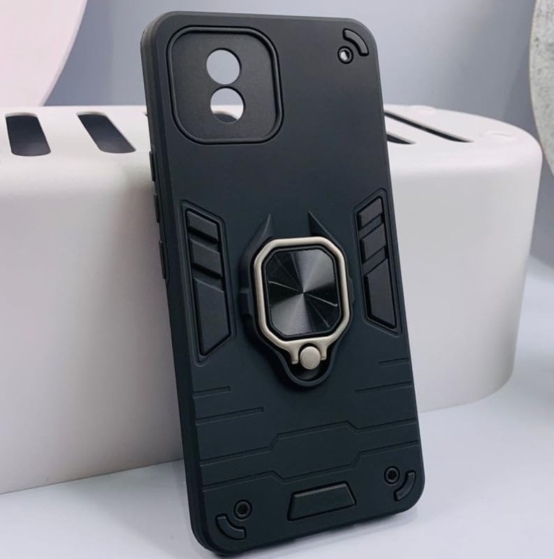 For Vivo Y02T Back Cover Case Hybrid Armor |Ring Holder Kickstand