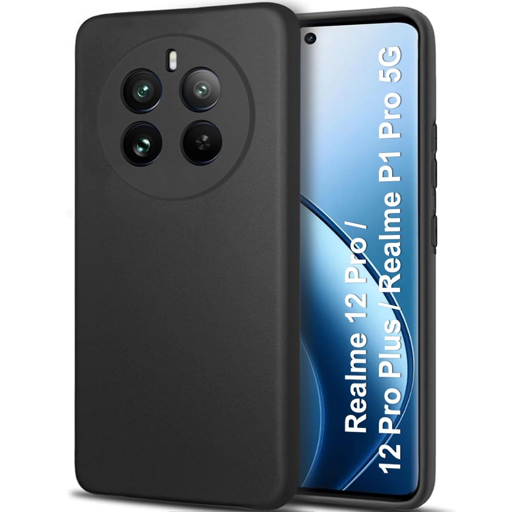 Realme 12 Pro/12 Pro Plus ( Black Silicone Cover)
