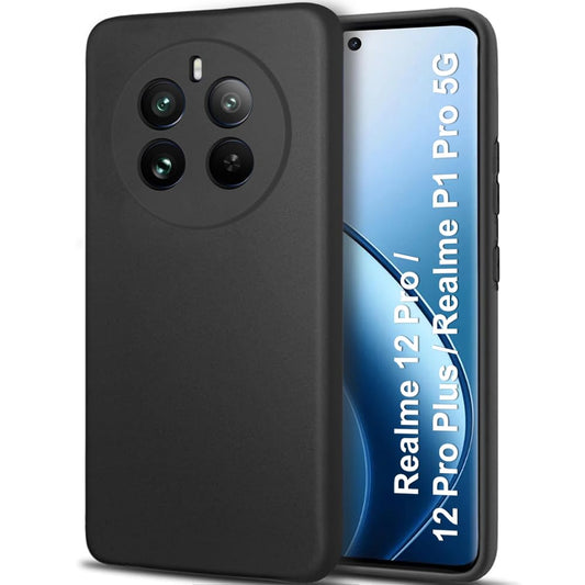 Realme 12 Pro/12 Pro Plus ( Black Silicone Cover)