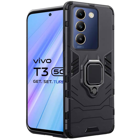 For Vivo T3 5G Back Cover Case Hybrid Armor |Ring Holder Kickstand