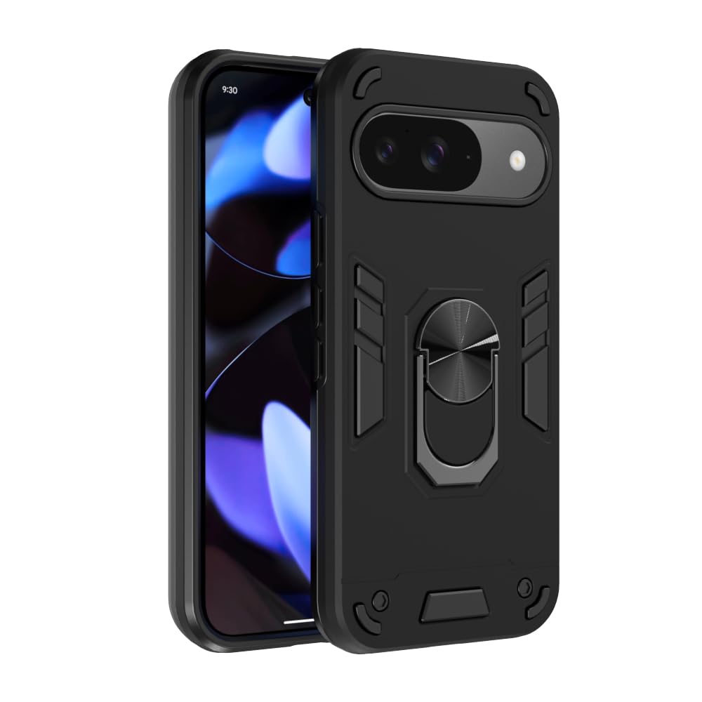 For Google Pixel 9 Back Cover Case Hybrid Armor |Ring Holder Kickstand