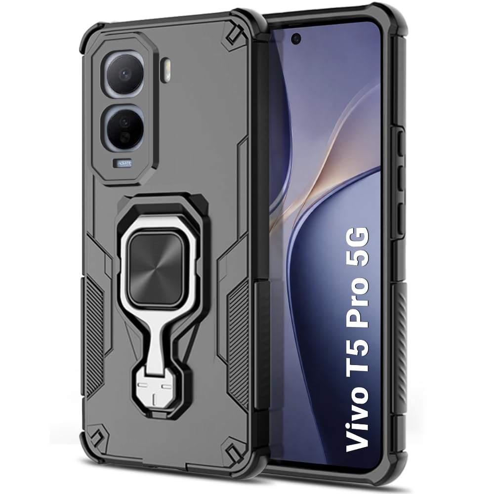 For Vivo T5 Pro Back Cover Case Hybrid Armor |Ring Holder Kickstand