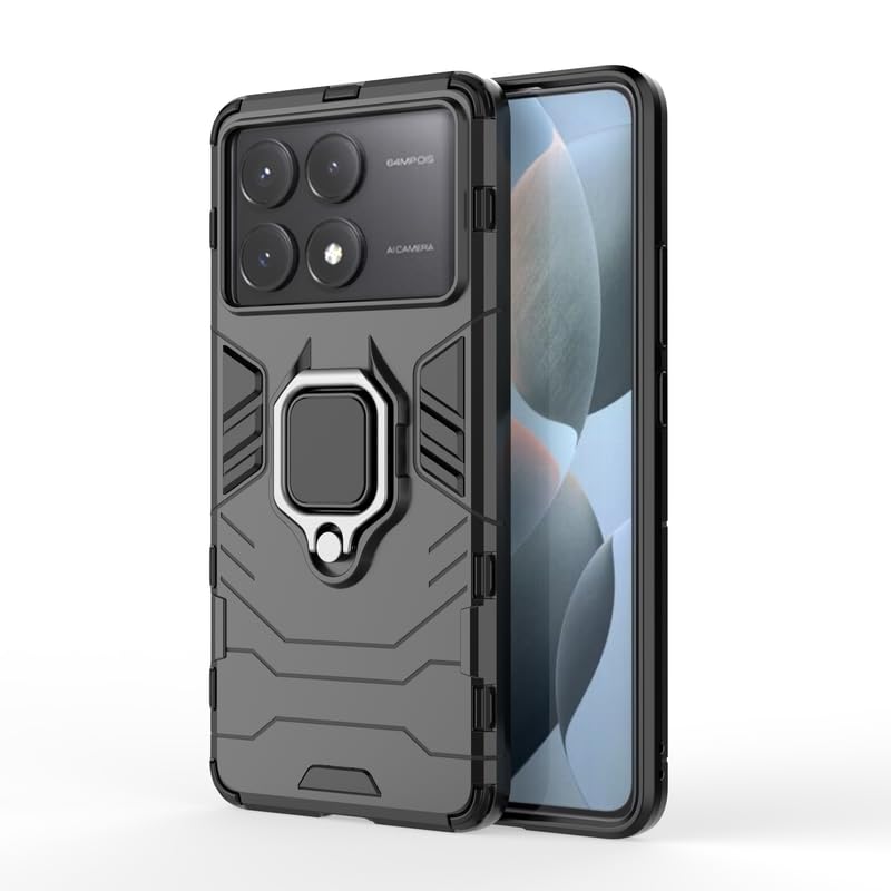 For Poco X6 Pro 5G Back Cover Case Hybrid Armor |Ring Holder Kickstand