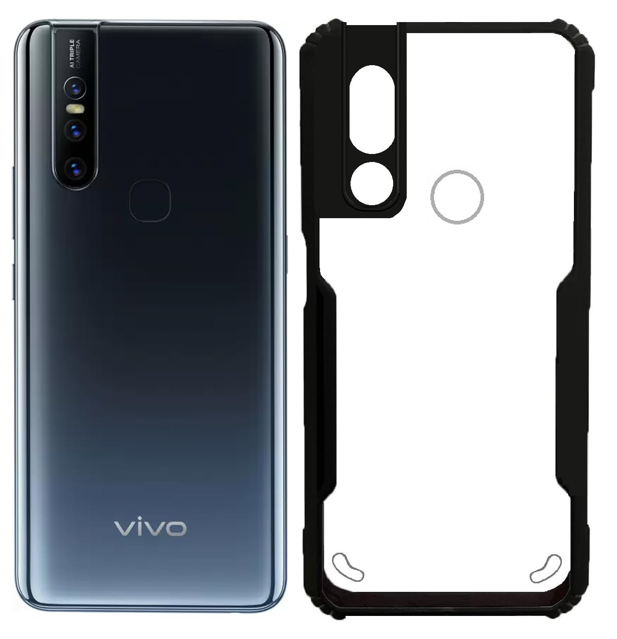 Vivo V15 Back Cover (Black Bumper)