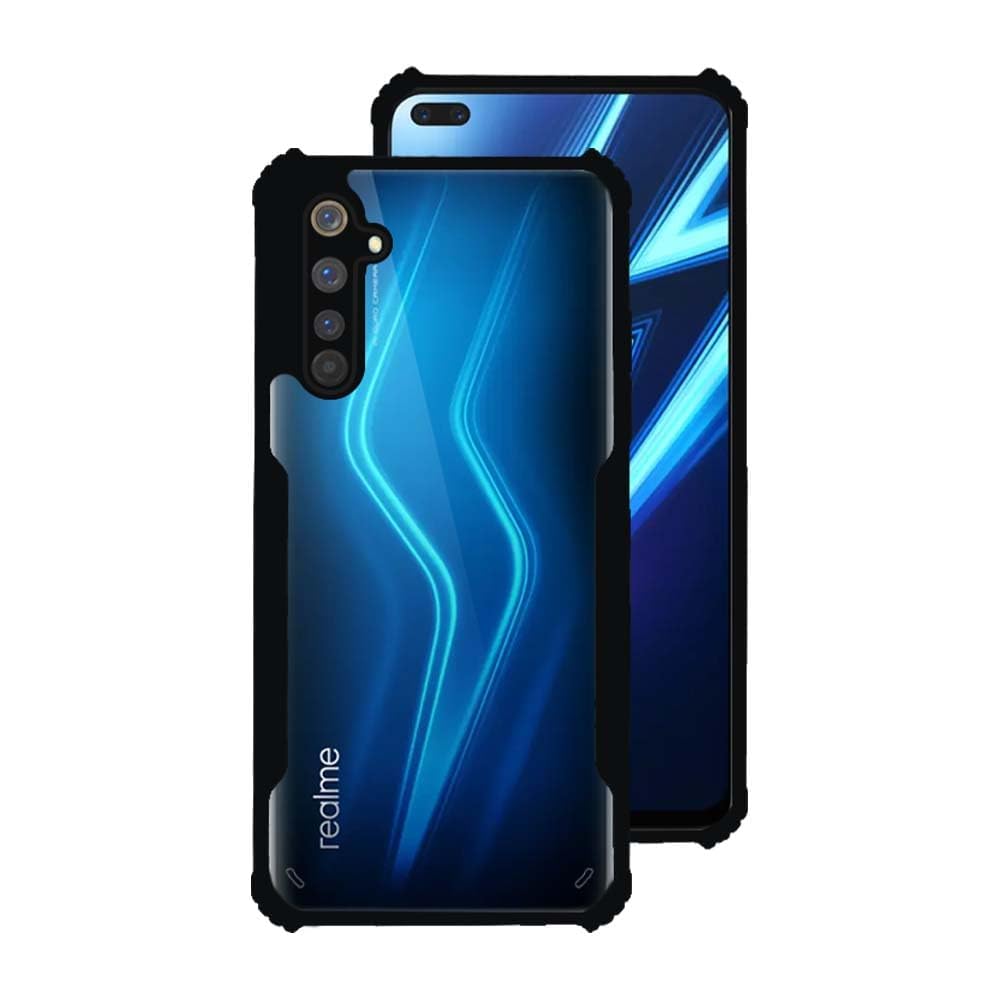 Realme 6 Pro Back Cover (Black Bumper)