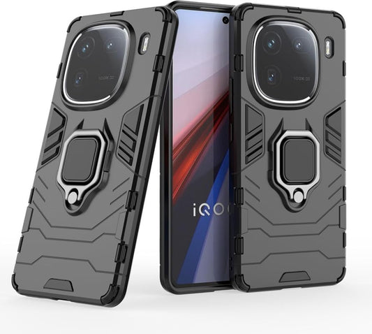 For iQOO 12 5G Back Cover Case Hybrid Armor |Ring Holder Kickstand