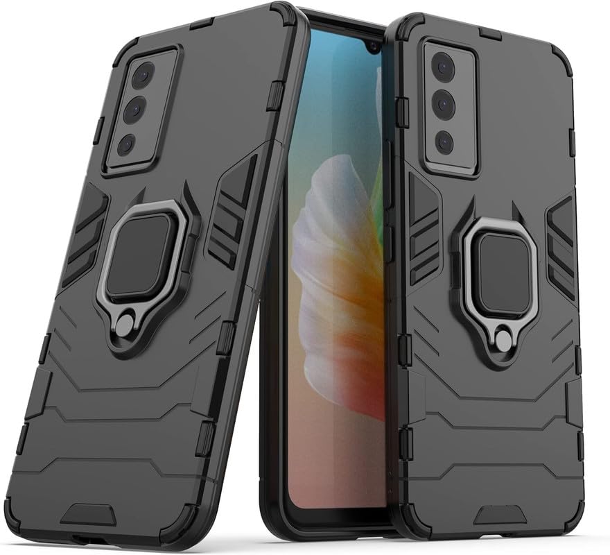 For Vivo Y28 5G Back Cover Case Hybrid Armor |Ring Holder Kickstand