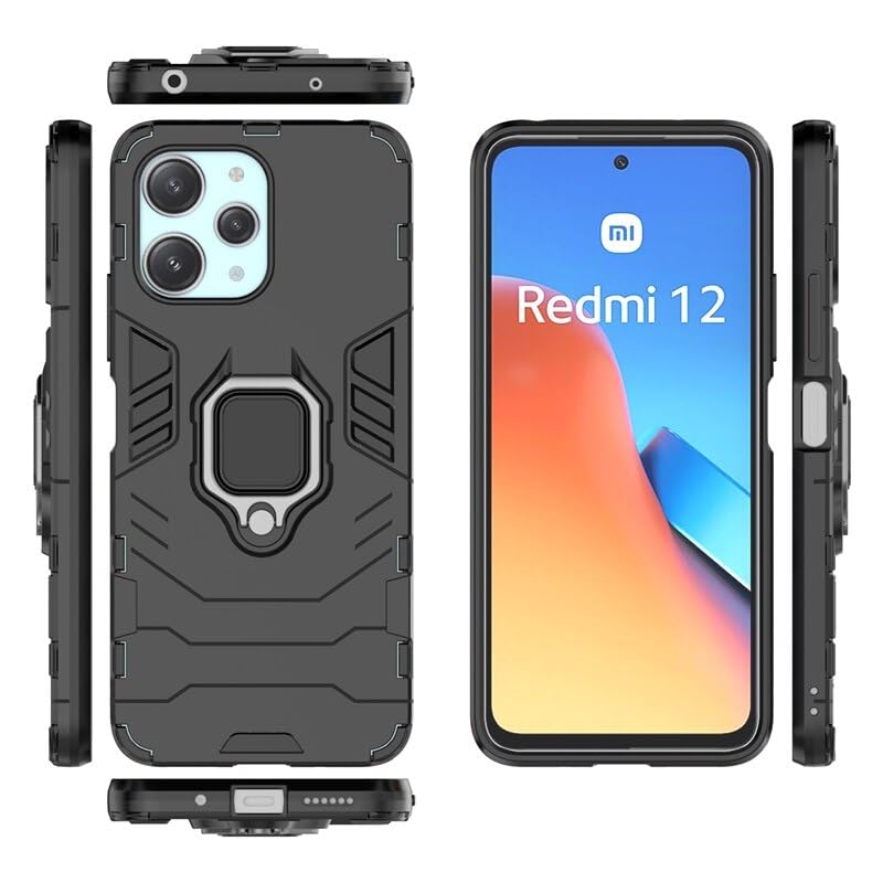 Hybrid Rugged Armor Kickstand Case for Poco M6 Pro 5G / Redmi 12 4G / 5G