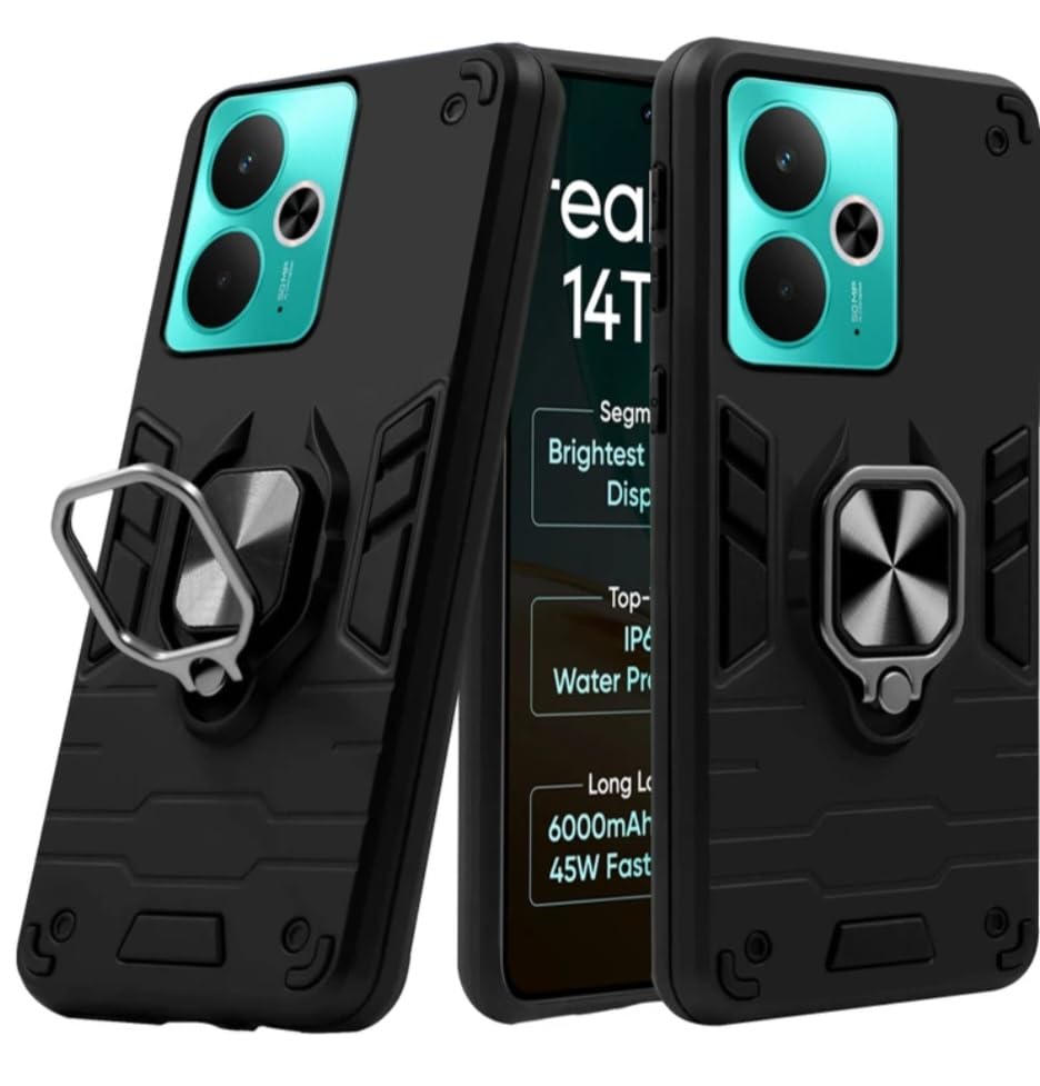 For Realme 14T Back Cover Case Hybrid Armor |Ring Holder Kickstand