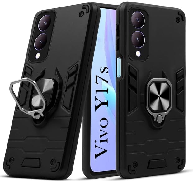 For Vivo Y17s Back Cover Case Hybrid Armor |Ring Holder Kickstand