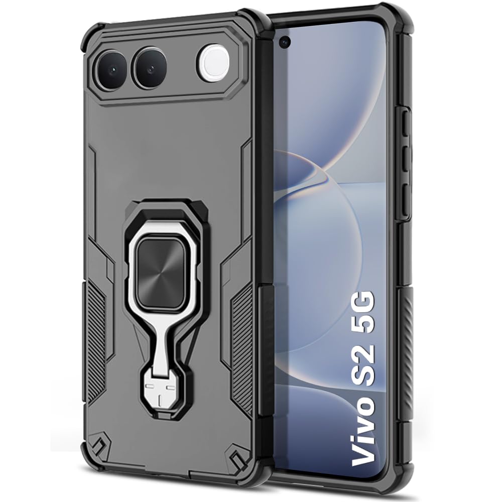 For Vivo S2 Back Cover Case Hybrid Armor |Ring Holder Kickstand