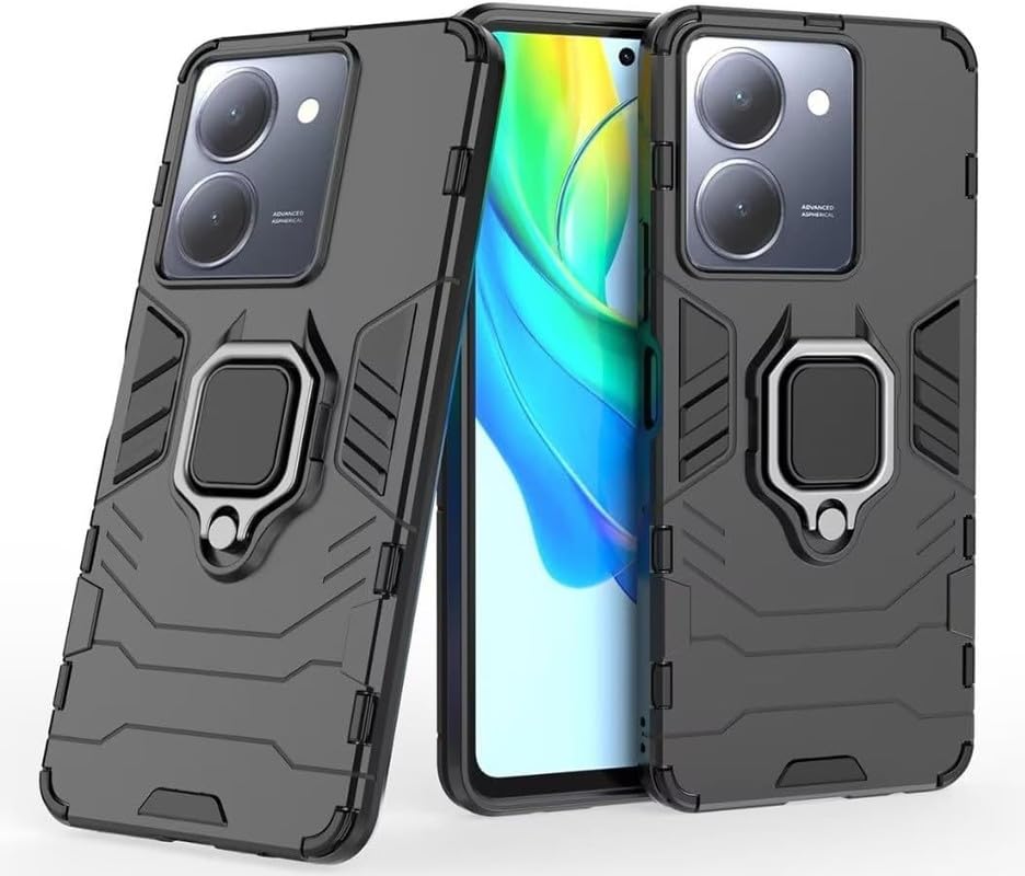 For Vivo Y300 Plus Back Cover Case Hybrid Armor |Ring Holder Kickstand
