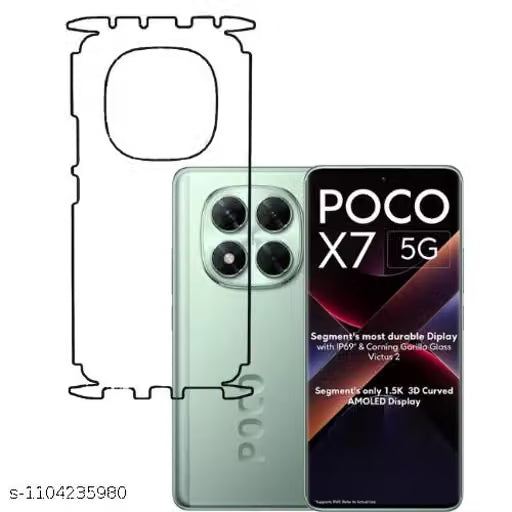 POCO X7 5g Back Screen Guard For Matte Finish, Smooth Touch, Unbreakable Membrane
